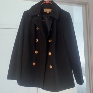 Never worn Michael Kors black pea coat size 8